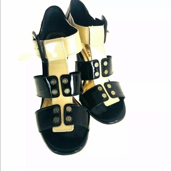 Antonio Melani Sandals Size 8 Black Gold Heels Y - Picture 7 of 8